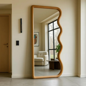 Bán buôn hiện đại không đều đầy đủ chiều dài lượn sóng gỗ thật trang trí tầng thường vụ gương - Product Image 2