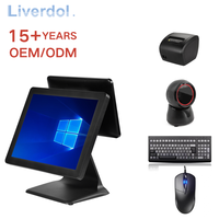 Sistema POS LIVERDOL con Pantalla Táctil Capacitiva de 15 Pulgadas, Windows 10, Opción de Pantalla Dual, Terminal de Punto de Venta de Alta Gama, Metálico