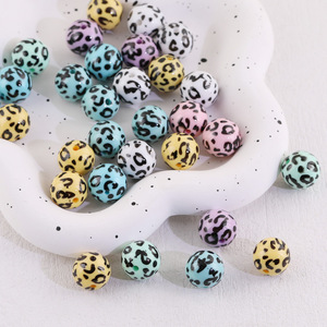 Cuentas Sueltas de Resina Acrílica y Plástica con Estampado de Leopardo de 16 mm (Azul Claro/Amarillo/Morado) Color Aleatorio Verano 2024 para Hacer Joyas - Product Image 3