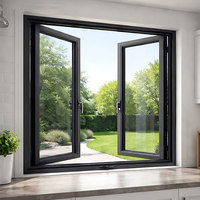 Ventana Abatible de Estilo Europeo Moderno con Marco de Aleación de Aluminio y Paneles de Vidrio Templado para Casa en Florida