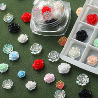 Miniatures de fleurs 3D en résine de 6 mm, roses peintes réalistes, décorations pour ongles, autocollants à dos plat, mini-breloques, bijoux, décoration DIY pour la maison, style folk