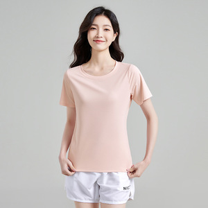 <b>Women's</b> Quick-Drying T-Shirt Solid Color Round Neck Loose Short Sleeve Breathable <b>Mesh</b> Fabric UPF200+ Sun Protection <b>Top</b> - Product Image 3