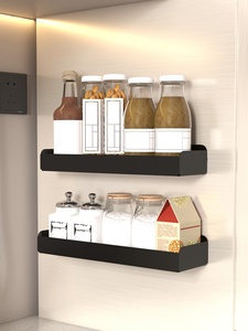 Metal Punch-Free Wall-Mounted Double Tier Magnetic Multi-Functional Kitchen Organizer <strong>Spice</strong> Storage <strong>Rack</strong> Minimalist Style <strong>for</strong> - Product Image 1