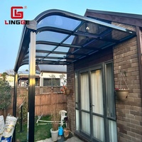 Auvent extérieur LG 001 pour fenêtre, structure en aluminium, polycarbonate, commande manuelle, protection anti-UV, installation facile pour terrasse/patio