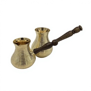 Superior Quality Brass <b>Arabic</b> Coffee Pot With Wooden Handle Gold Color <b>Tea</b> Pot For Kitchen Accessories - Product Image 1