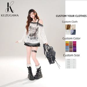 Maglioni Y2K Punk Vintage Grunge con Scollo Asimmetrico a Barca Pullover Sexy con Grafica da Donna Jumper Sexy Stile Ragazza Alternativa - Product Image 1