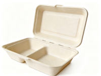 Boîte alimentaire écologique jetable en bagasse de canne à sucre 32 oz, compatible micro-ondes, sans PFAS, avec couvercle à charnière, pour la restauration et les plats à emporter