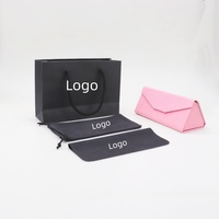 Étui à lunettes de soleil pliable en cuir PU avec logo personnalisé, plusieurs couleurs, étui à lunettes de soleil triangulaire pliable, étui de rangement pour lunettes