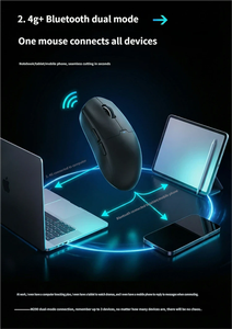 เมาส์ไร้สายแบบสองโหมด น้ำหนักเบา 2.4G บลูทูธ 5.2 ชาร์จได้ สำหรับคอมพิวเตอร์และสำนักงาน - Product Image 3