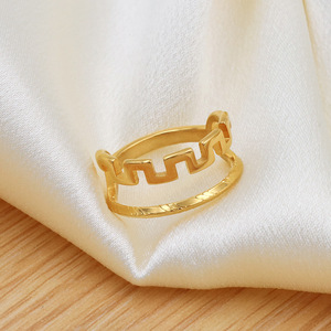 Fashionable Geometric <b>Titanium</b> Steel <b>Ring</b> Gold Women's Jewelry Gift - Product Image 3