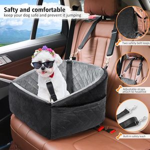 Siège rehausseur pour chien amovible et lavable, siège auto pour petit chien, lit de voyage avec poche de rangement, ceinture de sécurité pour animaux de compagnie jusqu'à 30 livres, utilisation extérieure, mousse - Product Image 2