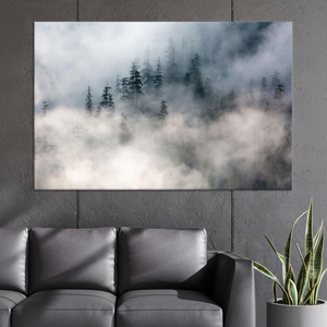 Misty Forest Landscape Canvas Print, Tranquil Pine Trees Wall Art,<b>WRAPPED</b> CANVAS - Product Image 3