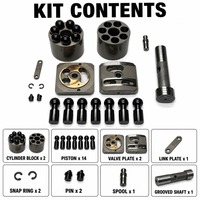 Kit de réparation hydraulique HPVO102 : Bloc-cylindres, plaque de soupape, plaque de liaison, bague de retenue, axe rainuré, ensemble de pistons HPVO102