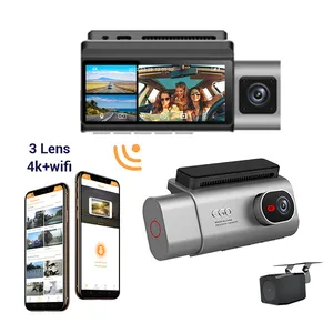 4k Wifi Car DVR 3 Câmera Dash Cam 3 Lens Loop Gravação Frontal e Traseira Dentro de 3 Canais Dash Cam