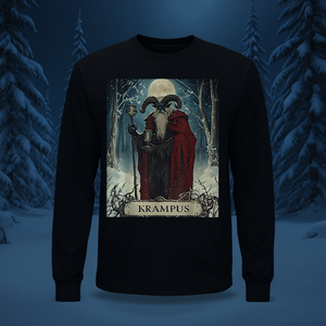 Camiseta de manga larga Krampus con diseño de suéter feo de terror navideño - Product Image 3