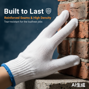 Guantes de Trabajo de Algodón Blancos con Puño Azul Antideslizantes Duraderos de Uso General Textura Lisa Sin Polvo Sin Látex - Product Image 6
