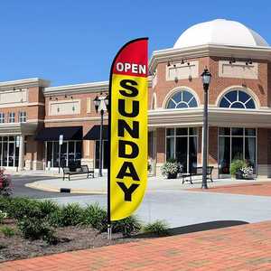 Bandera de plumas Bandera de publicidad Banner con kit de poste de fibra de vidrio y Punta de tierra para promoción de negocios-Domingo abierto - Product Image 5