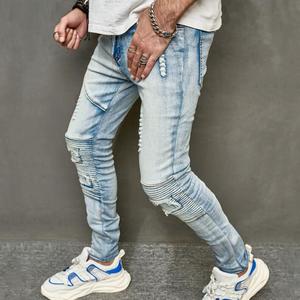 Pantalons High Street pour hommes Jeans Slim Classic Skinny Jeans pour hommes Patch déchiré Trou Denim Pantalon - Product Image 4