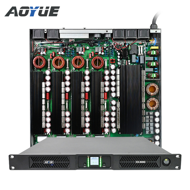 D2-6000 class d 1u digital audio 2 channel high power subwoofer amplifier digital audio 6000w