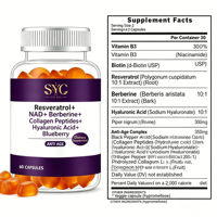 OEM Resveratrol Gummies Fabriek NAD+ Berberine Celvitaliteit Aangepaste Bulklevering Onder Ons Eigen Merk
