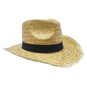 Chapeau de cowboy en paille écologique en gros avec logo personnalisé pour la pêche en extérieur et usage décontracté - Chapeau unisexe promotionnel à prix réduit - Product Image 2