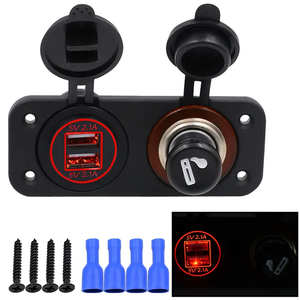 12V 24V với LED 4.2A kép USB điện thoại di động Charger Power Adapter xe Truck ATV xì gà nhẹ hơn ổ cắm Kit - Product Image 3