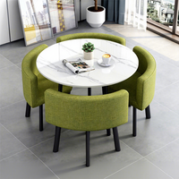 Ensemble de meubles de salle à manger en métal moderne avec tables et chaises combinées, de petite taille, multifonctionnel