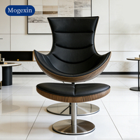 Fauteuil inclinable pivotant en cuir italien moderne avec pieds en métal pour salon et bureau à domicile, fauteuil de relaxation pivotant