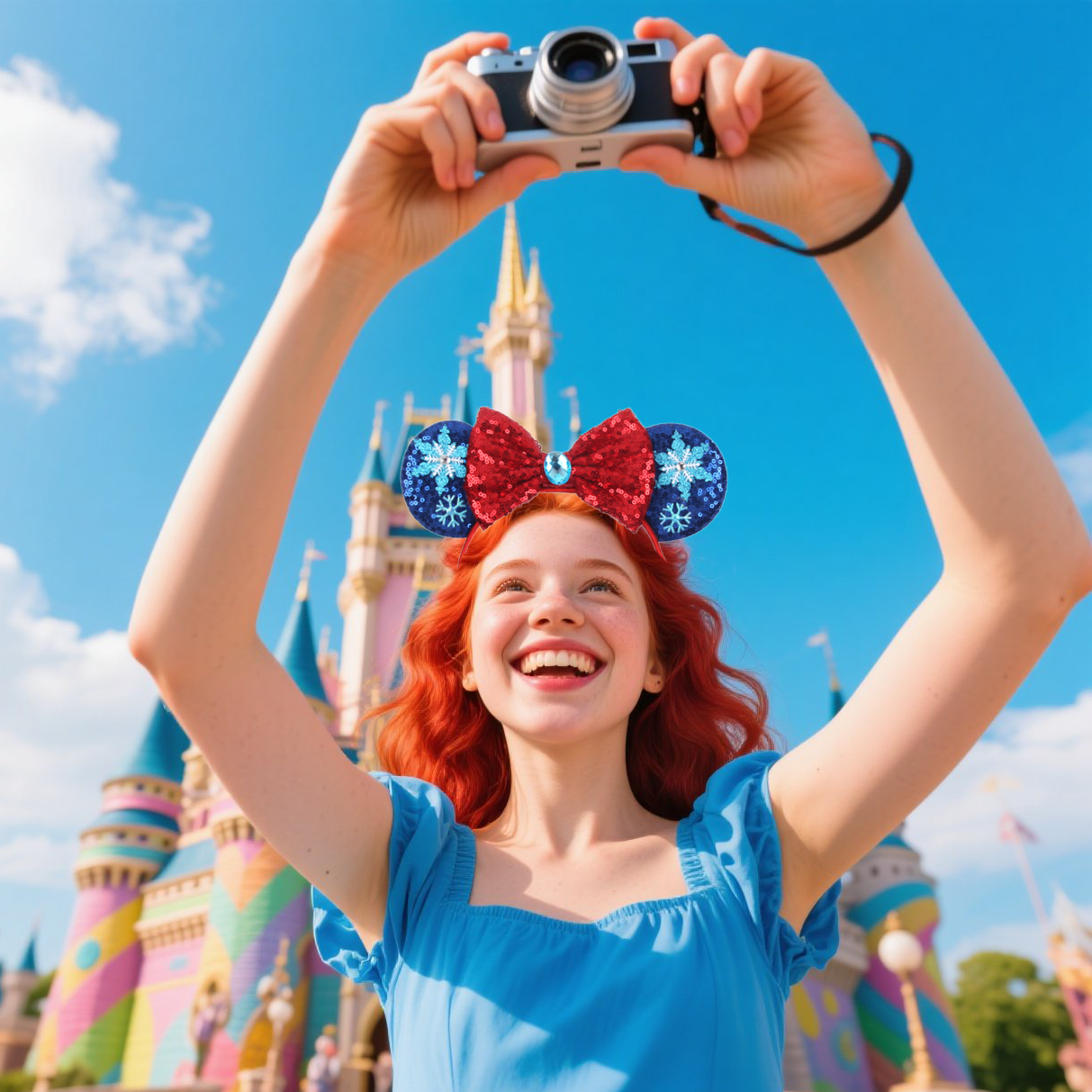 Wholesale Women's Fashion Festival Party Hair Accessories Snowflake Sequined Mouse Ear Headband for Kids