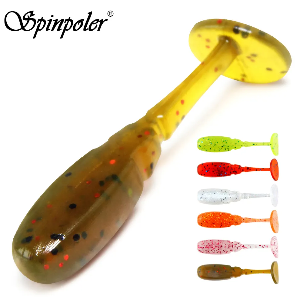 Spinpoler Mikro T Dayung Ekor Shad Ajing Umpan Pancing Rockfish Karet Umpan Lembut Umpan Buatan Bass Silikon Ikan 3.5Cm/0.7G