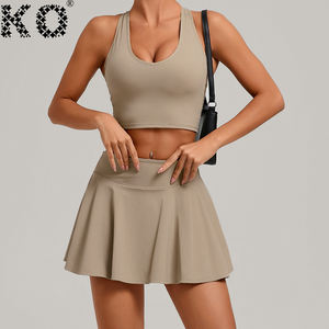 Damen Sportrock-Set 2-teilig Activewear-Outfit Crop Top Hochgeschnittener A-Linien-Rock Schnelltrocknend Dehnbar Individuelles Logo Großhandel - Product Image 3