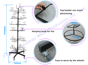 24PCS túi sản phẩm Showcase dây hiển thị xoay hat hiển thị đứng cửa hàng bán lẻ hat hiển thị giá - Product Image 2