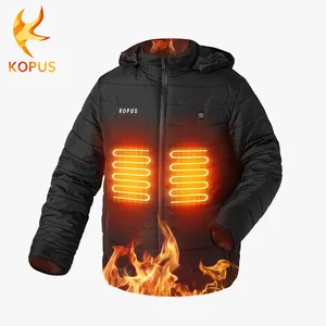 Hooded Outdoor Winter Heated Coat Security Winter Rechargeable Ultra Light Down Heated Jacket