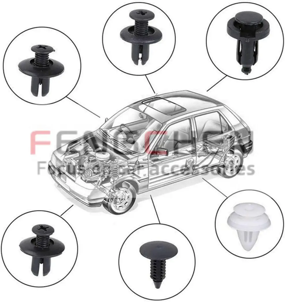 100pcs HE26 Car Bumper Retainer Clips Nylon Fasteners Rivet Kit Door Trim Panel Clips Bumper Push Rivet Clips Black