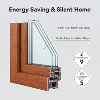 Ventana Abatible y Giratoria de Madera Compuesta de Roble Rojo Norteamericano HUACAI, Perfil de Aluminio de 1.8 mm, Sistema de Triple Acristalamiento Insonorizado