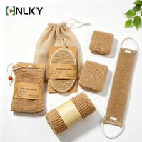 Kit de Douche Exfoliant en Jute Naturel – Ensemble Cadeau Simple en Gros avec Éponge de Douche, Savonnette et Sac Économiseur de Savon pour le Corps