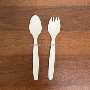 Cuillères et fourchettes jetables robustes en <span class=keywords><strong>plastique</strong></span> – Vaisselle durable et résistante en PP de qualité alimentaire / amidon de maïs biodégradable - Product Image 1