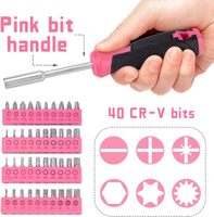 Ensemble d'outils ménagers multi-usages rose de 63 pièces avec sac pour femmes, pour la maison, le garage, le bureau et les dortoirs universitaires