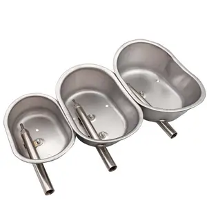 High Quality Pig Raising Breeding Equipment Oval Different Size Durable Stainless Steel Pig Drinker Trough Water Bowl