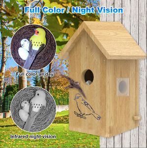 Mangeoire à oiseaux intelligente en bois sans fil 1080p moderne pour l'extérieur avec motif animal en bois de pin et caméra Wifi - Product Image 5