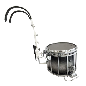 Tambor Metálico de Marcha de Alta Tensión con Herrajes Cromados, Parche <span class=keywords><strong>EVANS</strong></span> y Soporte Blanco Ajustable para Práctica de Bandas y Filas de Tambores - Product Image 1
