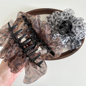 Pinza de Pelo Grande con Diseño Retro de Leopardo y Malla para Mujer, Uso Diario - Product Image 6