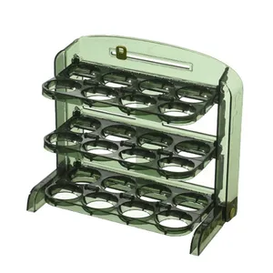 Ff650 suporte para ovos de cozinha, suporte para ovos de cozinha de 3 camadas, recipiente de armazenamento dobrável com alça