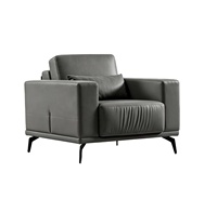 Canapé monoplace en cuir de vachette pleine fleur importé, ressorts 4.0, mousse M3 45 kg, structure en bois massif, pieds en forme de couteau de 10 mm