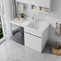 Meuble de rangement pour linge de balcon avec évier intégré, ensemble de meubles de salle de bain, meuble de machine à laver imperméable et antirouille
