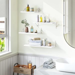 4 Piece Wooden <strong>Wall</strong> Mounted <strong>Shelving</strong> for Bathroom Decoration Bedroom Living Room and <strong>Plants</strong> - Product Image 6