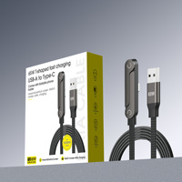 Câble de charge tressé en nylon 65W avec support invisible, câble de chargeur multi-angles USB vers Type-C