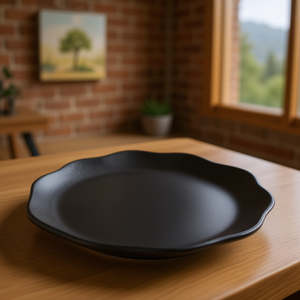 Assiette plate en graphite Oyster 27 cm, design moderne, plat de service - Product Image 3