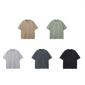 T-shirt da uomo Primavera/Estate 100% cotone pesante a manica corta, lavato, anti-UV, traspirante, ecologico, ad asciugatura rapida, vestibilità ampia, tinta unita - Product Image 3