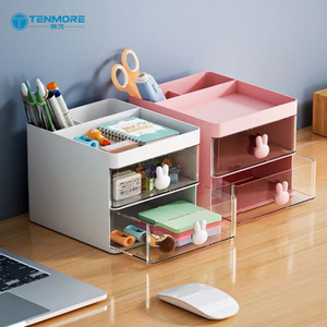 Caja de Almacenamiento de Escritorio con Múltiples Compartimentos y Lindas Asas de Conejo, Organizador Clasificador para el Hogar/Oficina - Product Image 1